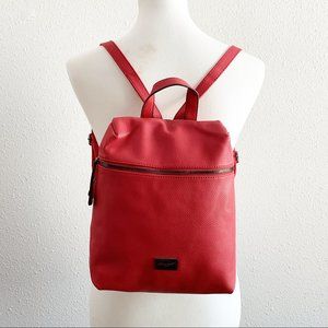 Red Leather Backpack Womens